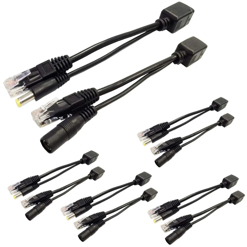 ADAPTER POWER POE INJECTOR POE SPLITTER + RJ45 CABLE CONNECTORS PASSIVE POWER CABLE ETHERNET POWER ADAPTER