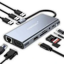 HUB USB TYPE C 10 IN 1 HD+VGA+3USB+TYPEC+SD/TF+AUDIO+LAN CABLESOLUTION