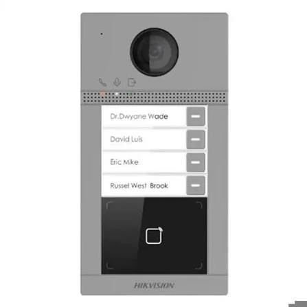 VIDEO PHONE HIKVISION INTERPHONE SANS FIL AVEC LECTEUR DE BADGE 4 BOUTONS D'APPEL